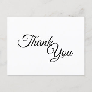 Simple Black and White Calligraphy Thank You Postcard