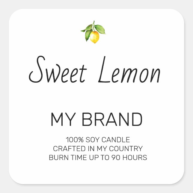 Simple Black and White Candle Product Label (Front)