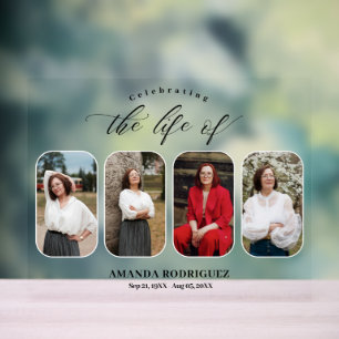 Simple Black and White Celebration of Life Photo Acrylic Sign
