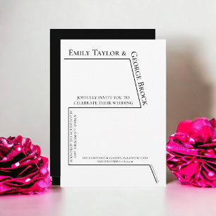 Simple Black And White Chart Chic Modern Wedding Invitation