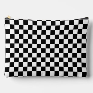 Simple Black and White Chequered Pattern Accessory Pouch