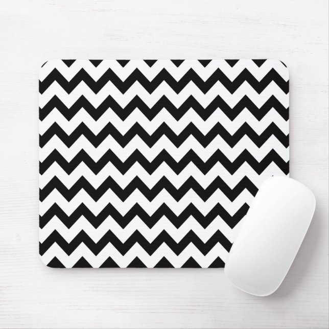 Simple Black and white Chevron pattern Mouse Pad (With Mouse)