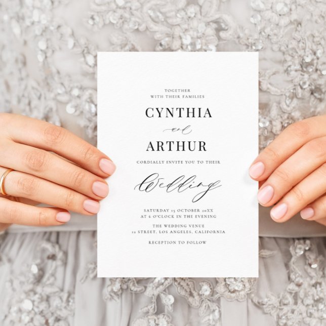 simple black and white chic lettering wedding invitation (Creator Uploaded)