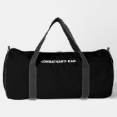 Simple Black and White Child's Name Dad Text Duffle Bag (Front)