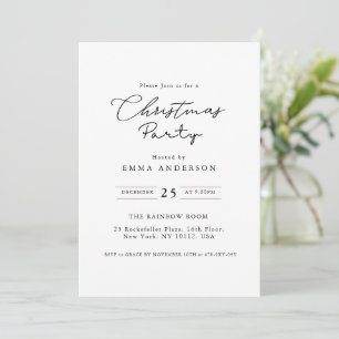 Simple Black and White Christmas Party Invitation