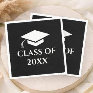 Simple Black and White Class of Graduation Year Na Napkin