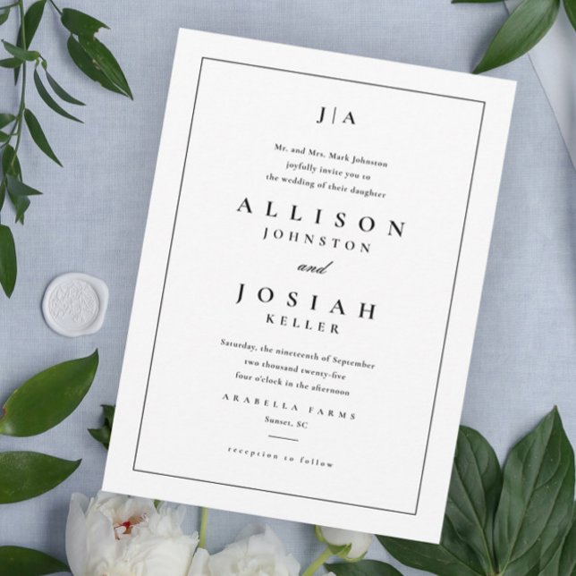 Simple Black and White Classic Wedding Invitation (Creator Uploaded)