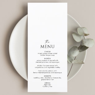 Simple Black and White Classic Wedding Menu