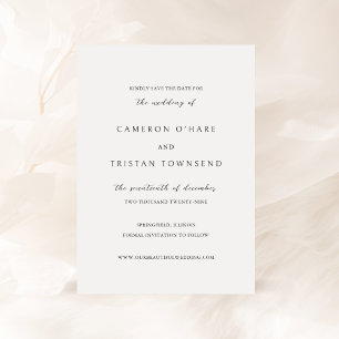 Simple Black and White Clean Wedding Save The Date