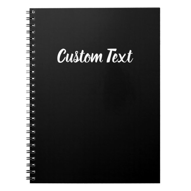 Simple Black and White Cursive Script Text Name Notebook (Front)