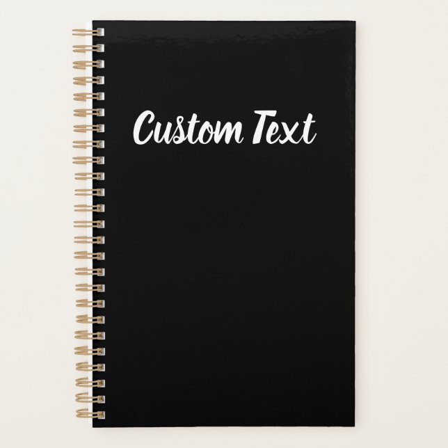 Simple Black and White Cursive Script Text Planner (Front)
