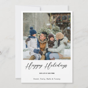 Simple Black and White Custom Photo  Holiday Card