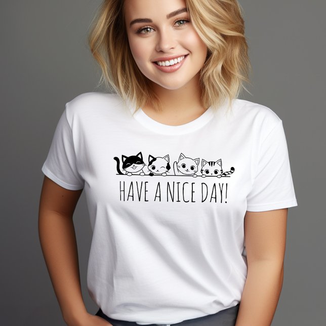 Simple Black and White Cute Cats Minimalist Quote  T-Shirt (Creator Uploaded)