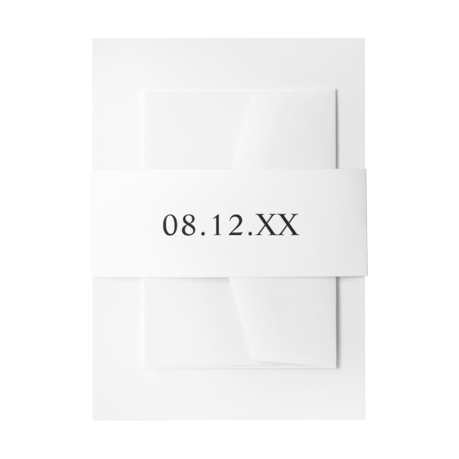 Simple Black and White Date Wedding  Invitation Belly Band (Front Example)