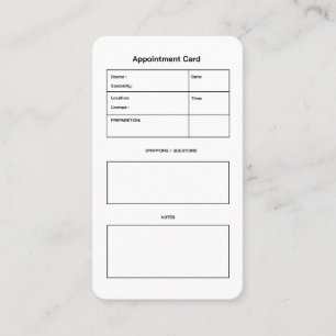 Simple Black and White Doctor Appointment Card 