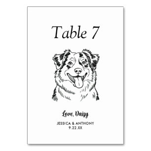 Simple Black and White Dog Wedding Table Number