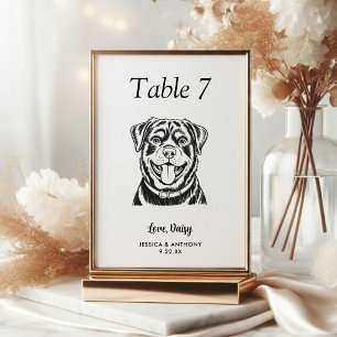 Simple Black and White Dog Wedding  Table Number