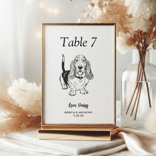 Simple Black and White Dog Wedding Table Number