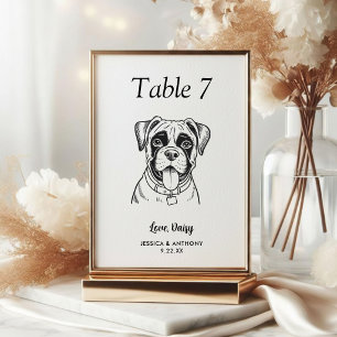 Simple Black and White Dog Wedding Table Number