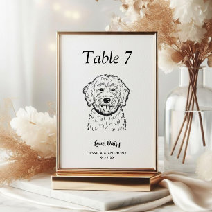 Simple Black and White Dog Wedding Table Number