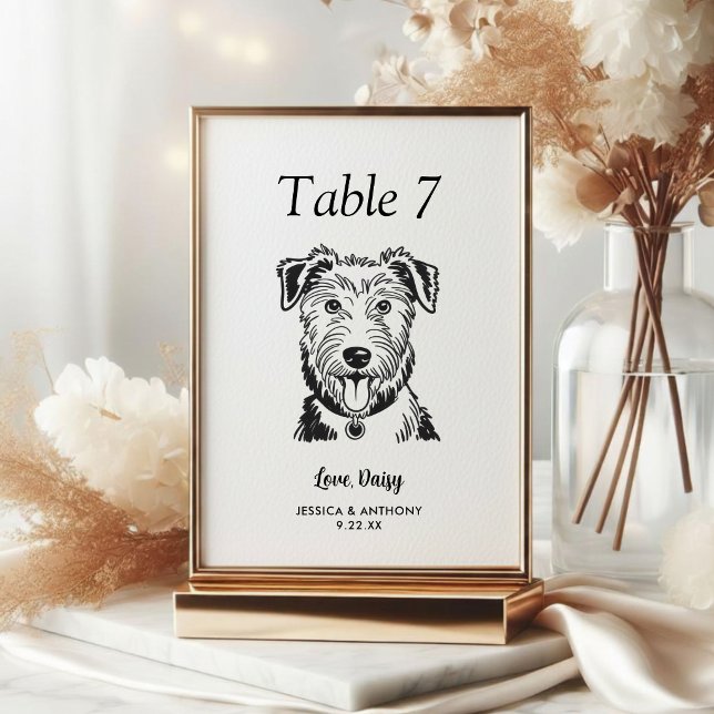 Simple Black and White Dog Wedding  Table Number (Creator Uploaded)