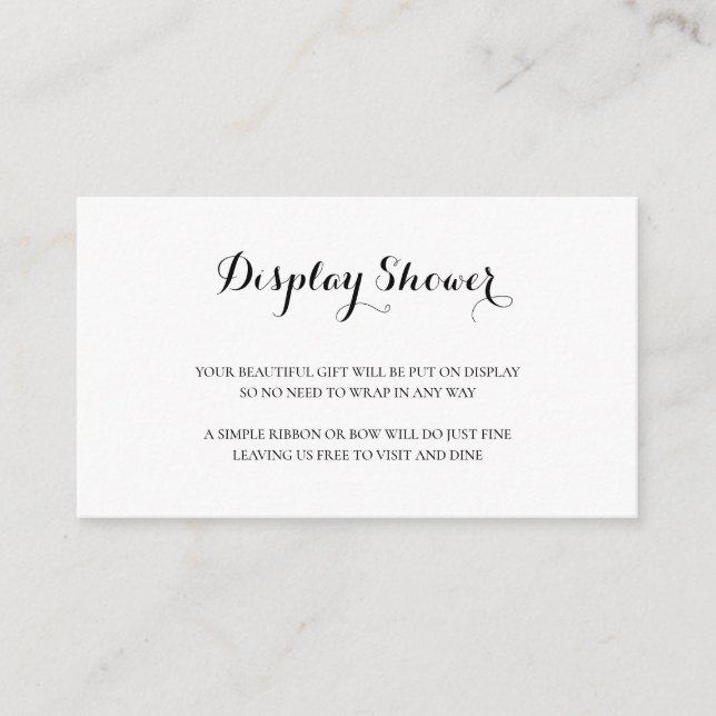 Simple Black and White Elegant Display Shower Enclosure Card (Front)