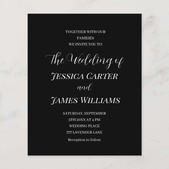 Simple Black and White Elegant Minimalist Wedding (Front)