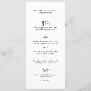 Simple Black and White Elegant Minimalist Wedding Menu
