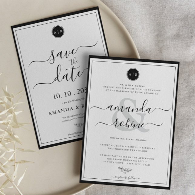 Simple Black and White Elegant Save The Date (Creator Uploaded)