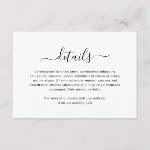 Simple Black and White Elegant Script Wedding Enclosure Card