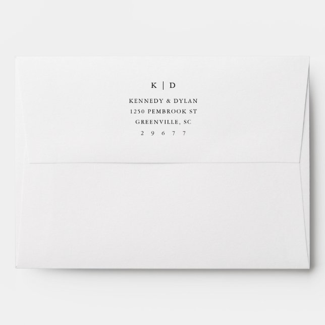 Simple Black and White Elegant Wedding Envelope (Back (Top Flap))