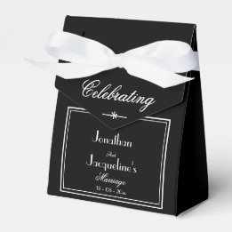 Simple Black And White Elegant Wedding          Favour Box