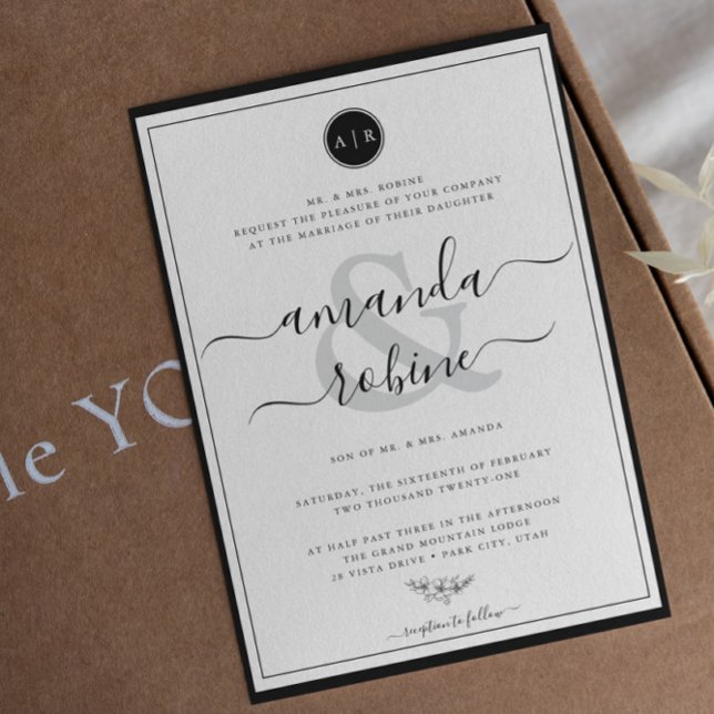 Simple Black and White Elegant Wedding Invitation (Creator Uploaded)