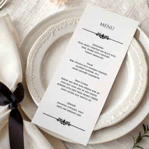 Simple Black and White Elegant Wedding   Menu
