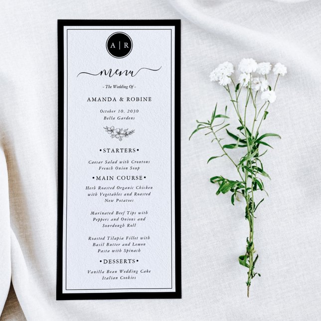 Simple Black and White Elegant Wedding Menu (Creator Uploaded)