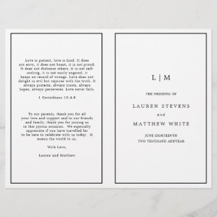 Simple Black and White Elegant Wedding Program