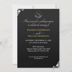 Simple Black and White Elegant Wedding Reception Invitation
