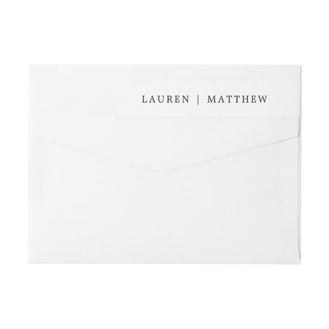 Simple Black and White Elegant Wedding Wrap Around Label (Back)