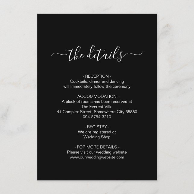 Simple Black and White Enclosure Card (Front)