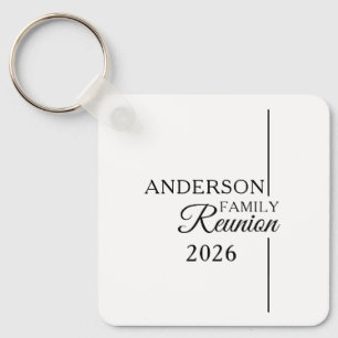 Simple Black and White Family Reunion Modern Key Ring