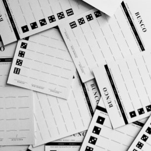 Simple Black and White Five Round Bunco Score Card Custom Letterhead