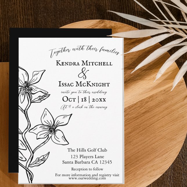 Simple Black and White Floral Invitation (Creator Uploaded)