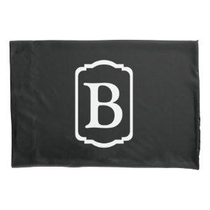 Simple Black and White Framed Monogram Pillowcase