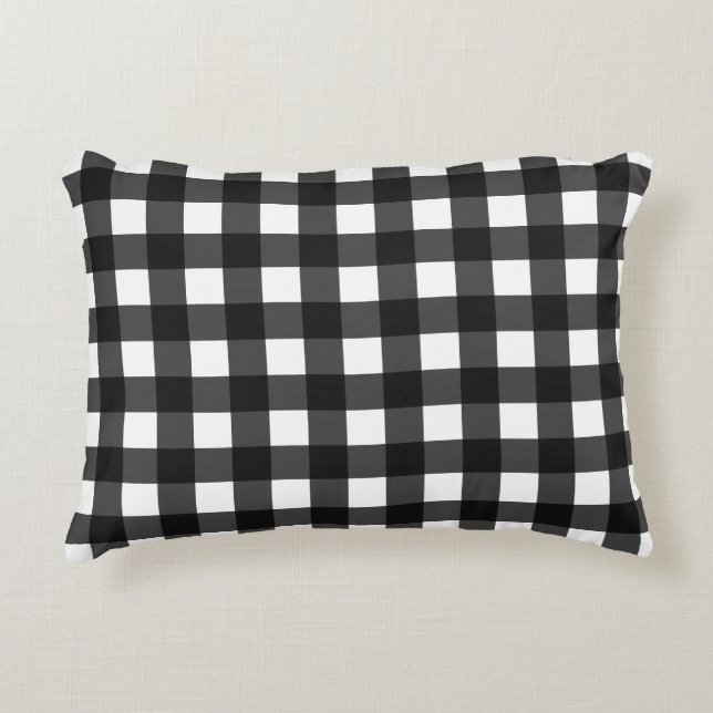 Simple Black and White Gingham Decorative Cushion (Front)