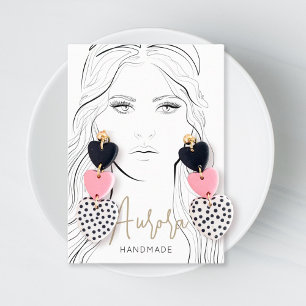 Simple Black and White Girl Drawing Jewellery Business Card