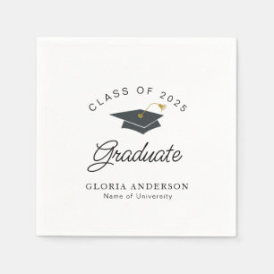 simple black and white graduation napkin