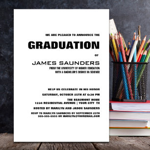 Simple Black and White Graduation Party Invitation