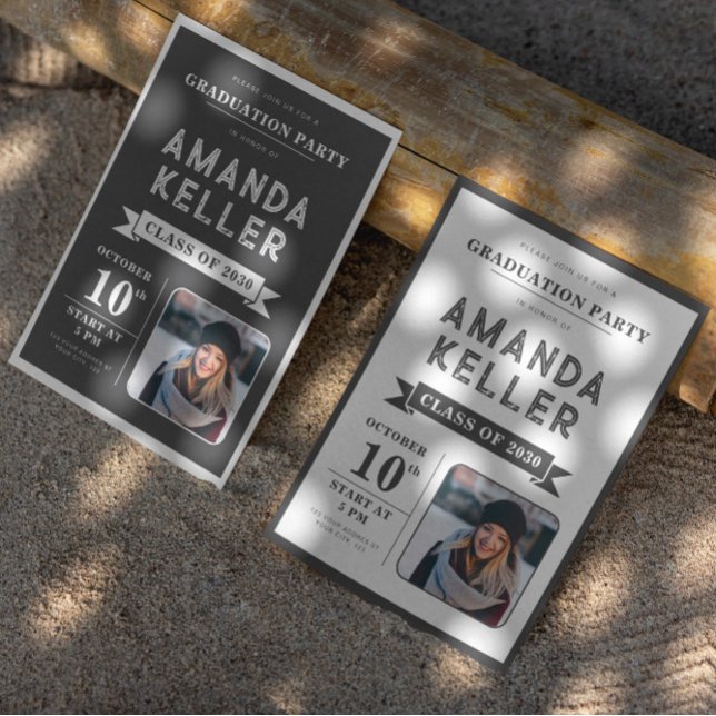 Simple Black and White Graduation Party Invitation (Creator Uploaded)