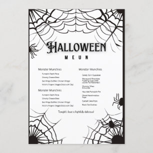 Simple Black And White Halloween  Menu