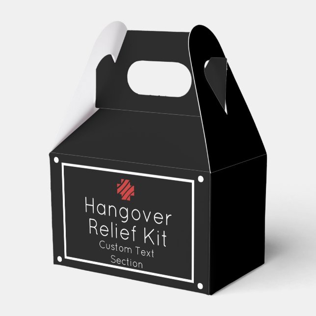 Simple Black and White Hangover Relief Kit Favour Box (Front Side)